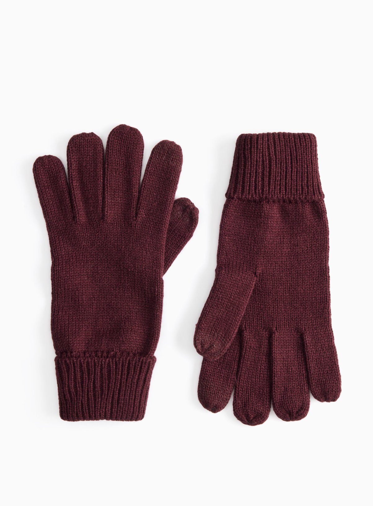 Dark Red Touchscreen Knitted Gloves L/XL - Image 1 thumbnail